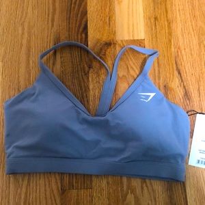 V Neck Training Sports Bra in Light Blue (Medium)